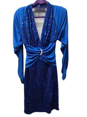 Vintage Climax Karen Okada David Howard Blue Sequin Moon Dress Size 7/8